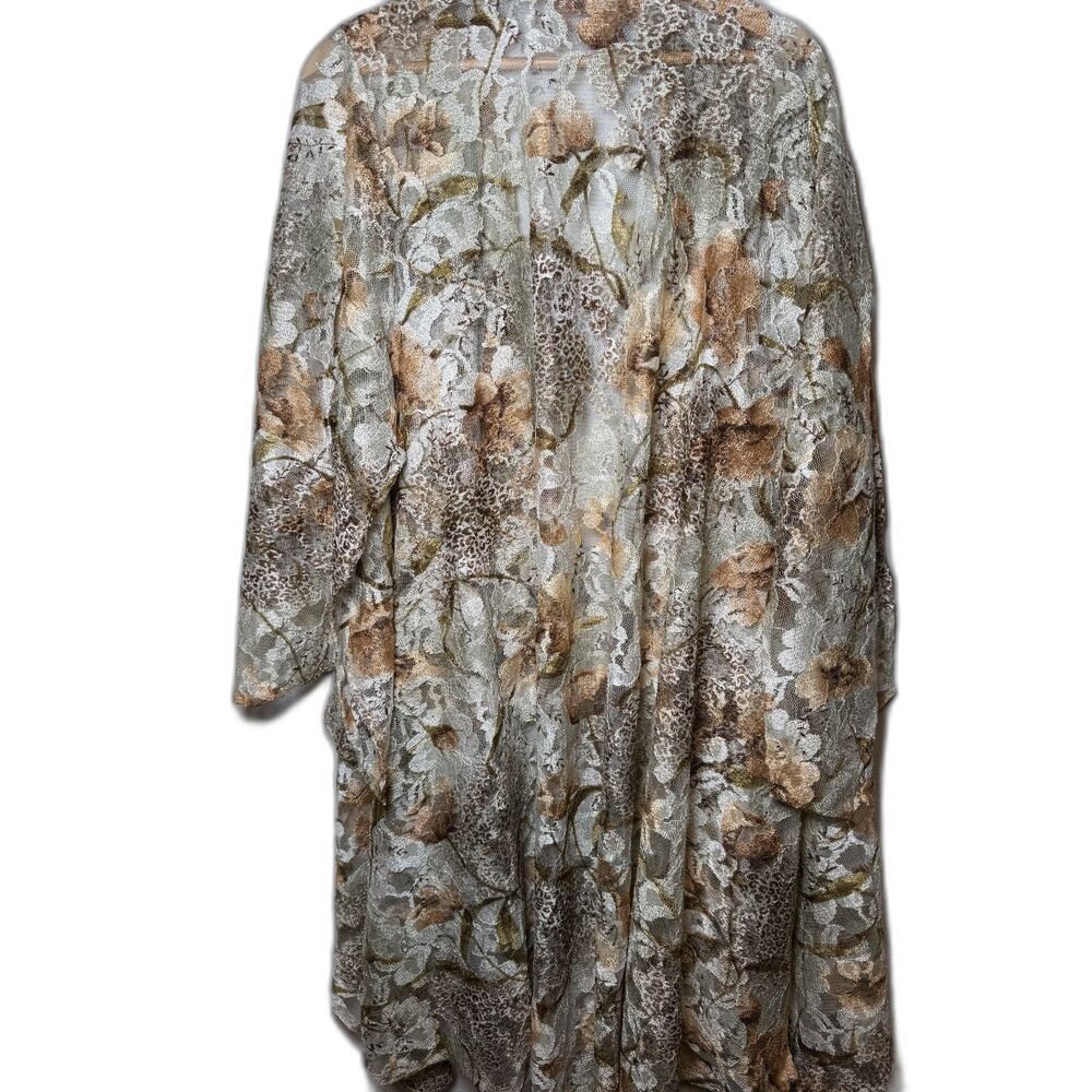 Rare Vintage 80s GUYREX El Paso Texas Sheer Floral Lace Duster Pageant Couture - Picture 2 of 10